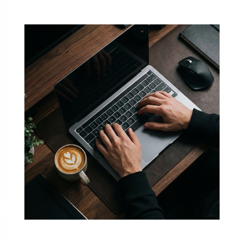 Student working on laptop